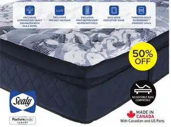 Leon's Sealy posturepedic sapphire collection azula plush europillowtop queen mattress offer