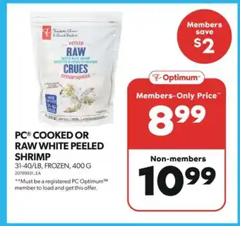 Real Canadian Superstore Pc cooked or raw white peeled shrimp ,31-40/lb, 400 g offer