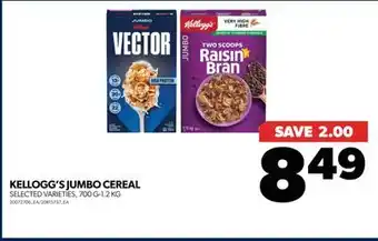 Real Canadian Superstore Kellogg's jumbo cereal, 700 g-1.2 kg offer