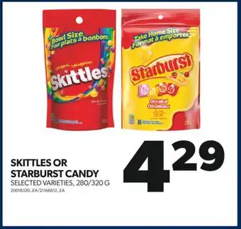 Real Canadian Superstore Skittles or starburst candy, 280/320 g offer