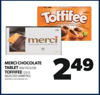 Real Canadian Superstore Merci chocolate tablet 100/112 g or toffifee 123 g offer