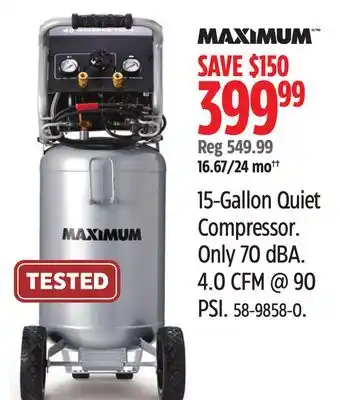 Canadian Tire Maximum 15-gallon quiet compressor offer