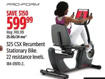 Canadian Tire Proform 325 csx recumbent stationary bike offer