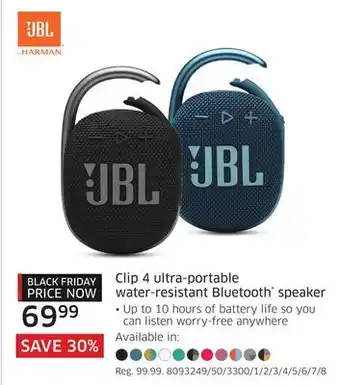 The Source Jbl clip 4 ultra-portable water-resistant bluetooth speaker offer