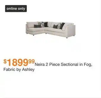 Ashley Furniture Neira 2 piece sectional in fog, fabric by ashley offer