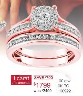 Charm Diamond 10k rose gold 1.00ctw diamond bridal set offer