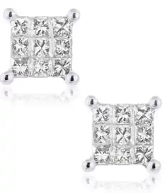 Charm Diamond 10k white gold 0.25ctw princessa diamond earrings offer