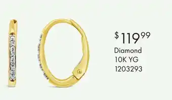 Charm Diamond Charmables 10k yellow gold diamond single hoop earring offer