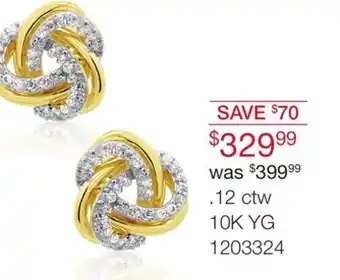 Charm Diamond 10k yellow gold 0.12ctw diamond love knot earrings offer