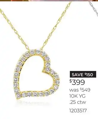 Charm Diamond New brilliance 10k yellow gold lab grown 0.25ctw diamond heart pendant offer