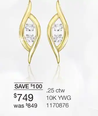 Charm Diamond 10k yellow & white dancing diamond earrings offer