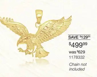 Charm Diamond 10k yellow gold eagle pendant offer