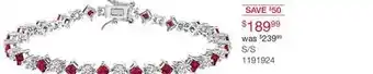 Charm Diamond Sterling silver created ruby and created white sapphire bracelet offer