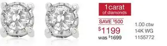 Charm Diamond 14k white gold 1.00ctw diamond earrings offer