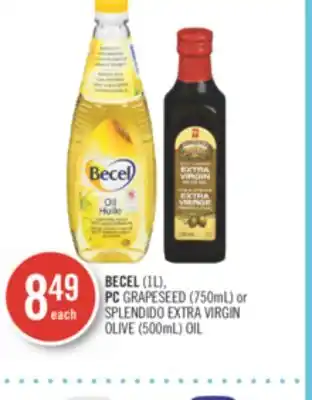 Shoppers Drug Mart Becel (1l), pc grapeseed (750ml) or splendido extra virgin olive (500ml) oil offer