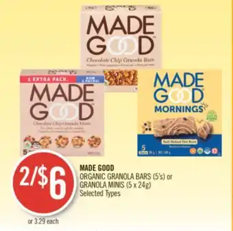 Shoppers Drug Mart Made good organic granola bars (5's) or granola minis (5 x 24g) offer