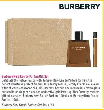 Shoppers Drug Mart Burberry hero eau de parfum gift set offer