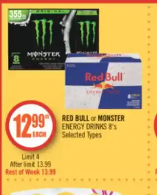 Shoppers Drug Mart Red bull or monster energy drinks offer
