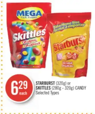 Shoppers Drug Mart Starburst (320g) or skittles (280g - 320g) candy offer