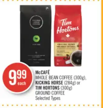 Shoppers Drug Mart Mccafé whole bean coffee (300g), kicking horse (284g) or tim hortons (300g) ground coffee offer