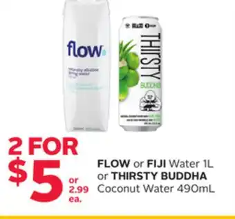 Rexall Flow or fiji water 1l or thirsty buddha coconut water 490ml offer
