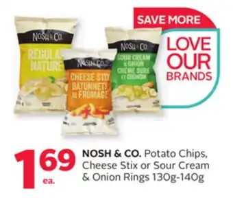 Rexall Nosh & co. potato chips, cheese stix or sour cream & onion rings offer