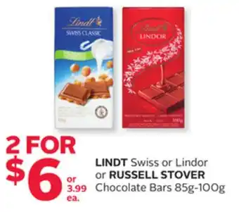 Rexall Lindt swiss or lindor or russell stover chocolate bars offer