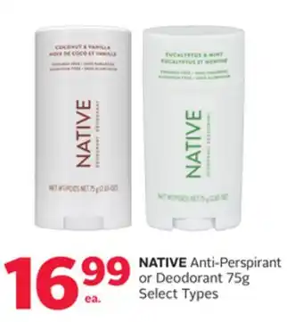 Rexall Native anti-perspirant or deodorant offer