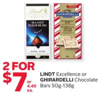Rexall Lindt excellence or ghirardelli chocolate bars offer