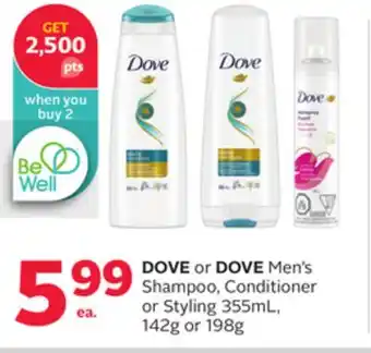 Rexall Dove or dove men's shampoo, conditioner or styling offer