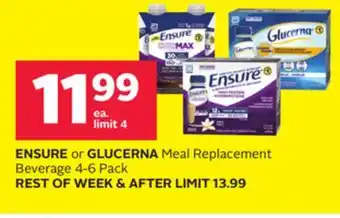 Rexall Ensure or glucerna meal replacement beverage 4-6 pack offer
