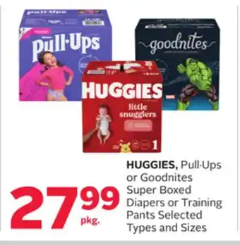 Rexall Huggies, pull-ups or goodnites super boxed diapers or training pants offer