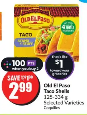 FreshCo Old el paso taco shells 125-334 g selected varieties offer