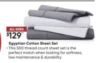 Sleep Country Egyptian cotton sheet set offer