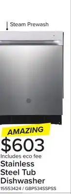 Leon's Ge stainless steel 24 built-in top control dishwasher - gbp534sspss offer