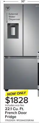 Leon's Samsung stainless steel french door refrigerator with external water dispenser (22.1 cu.ft.) - rf22a4221sr/aa offer