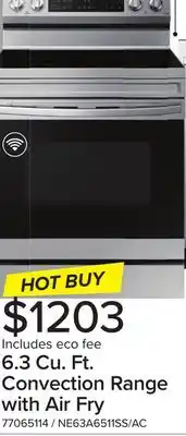 Leon's Samsung stainless steel freestanding electric fan convection range with air fry and wi-fi (6.3 cu.ft) - ne63a6511ss/ac offer