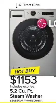 Leon's Lg graphite steel 5.2 cu. ft. front load washer with ai dd and lcd knob - wm5500hva offer