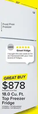 Leon's L2 white top-freezer refrigerator (18.0 cu. ft.) - lrt18s4awwc offer