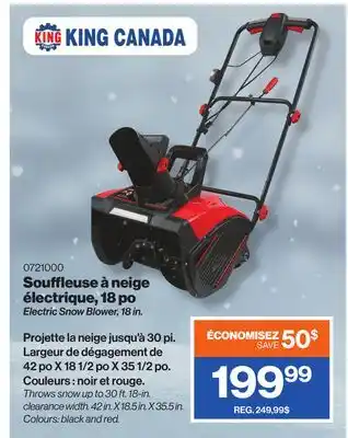 Patrick Morin King canada electric snow blower, 18 in offer