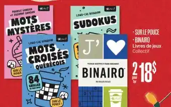Jean Coutu Sur le pouce, binairo livres de jeux collectif offer