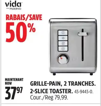 Canadian Tire Vida by paderno 2-slice toaster offer