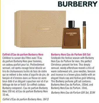 Pharmaprix Burberry hero eau de parfum gift set offer