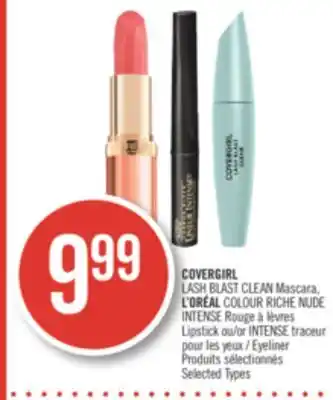 Pharmaprix Covergirl lash blast clean mascara, l'oréal colour riche nude intense lipstick or intense eyeliner offer