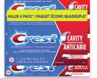 Walmart Crest cavity protection toothpaste 4 x 125 ml offer
