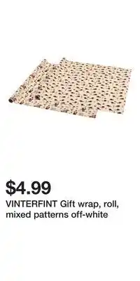 IKEA Vinterfint gift wrap, roll, mixed patterns off-white offer