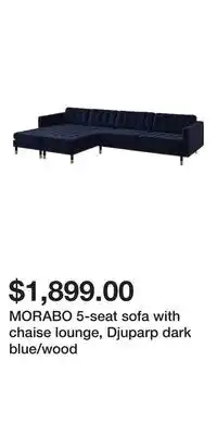 IKEA Morabo 5-seat sofa with chaise lounge, djuparp dark blue/wood offer