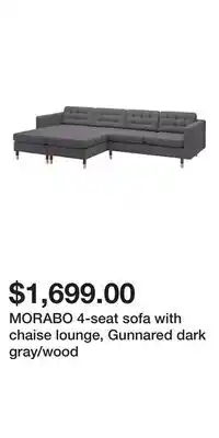 IKEA Morabo 4-seat sofa with chaise lounge, gunnared dark gray/wood offer