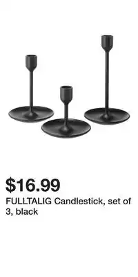 IKEA Fulltalig candlestick, set of 3, black offer