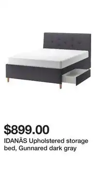 IKEA Idanäs upholstered storage bed, gunnared dark gray offer